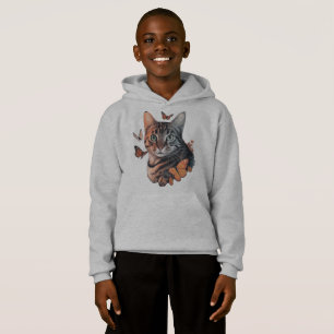 Cat with Monarch Butterflies Hoodie