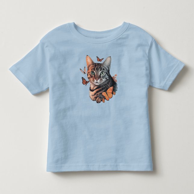 Cat with Monarch Butterflies Toddler T-shirt (Front)
