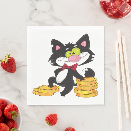 Cat With Money Paper Napkins