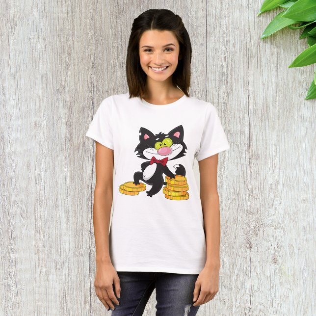 Cat With Money Womens T-Shirt (Creator Uploaded)
