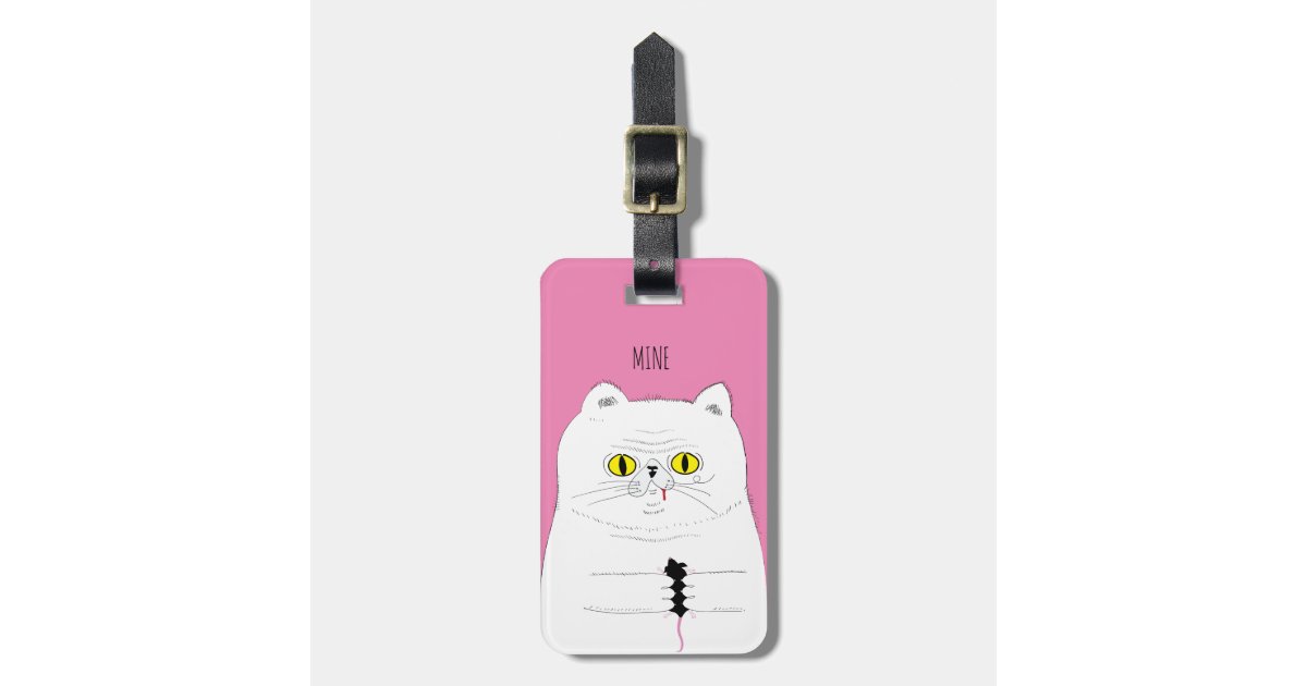 Cat With Mouse Funny Drawing Luggage Tag Zazzle Com