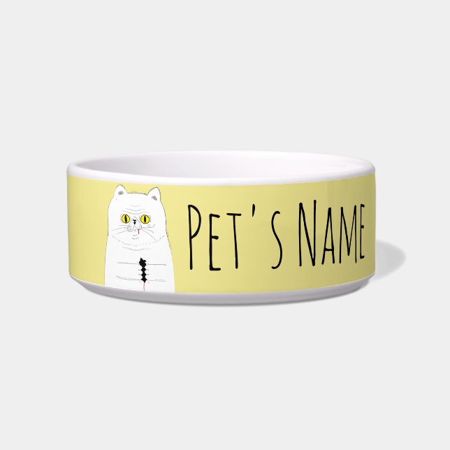 Cat With Mouse Pet's Name Food Bowl (Front)
