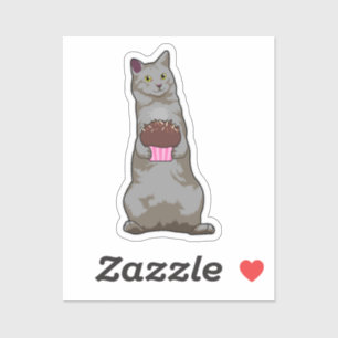 Cat with Muffin Sticker