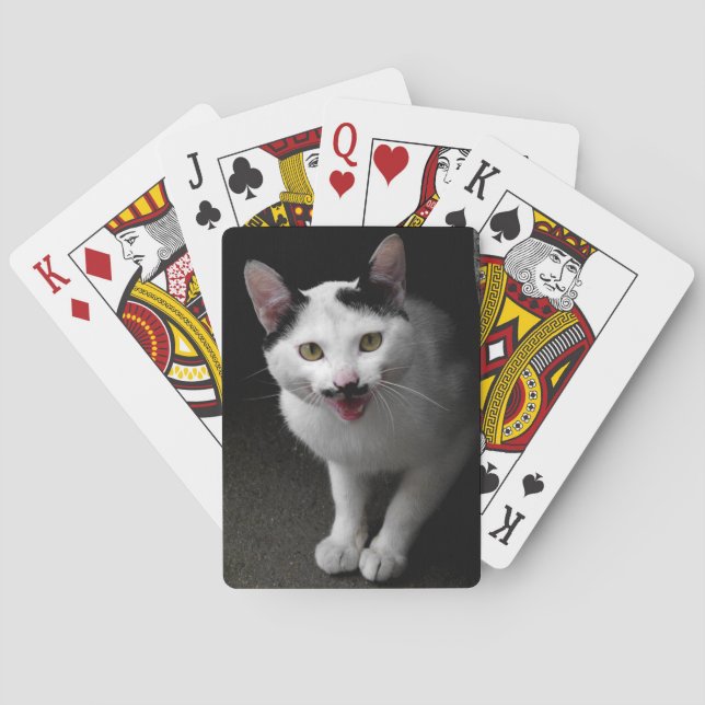 Cat with Mustache Poker Cards (Back)