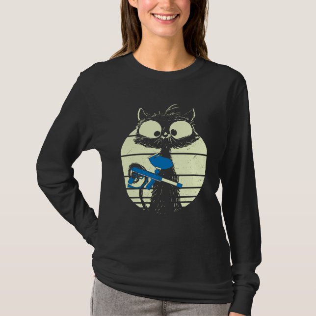 Cat With Paintball Mask Paintball Cat Cute Cat  1 T-Shirt (Front)