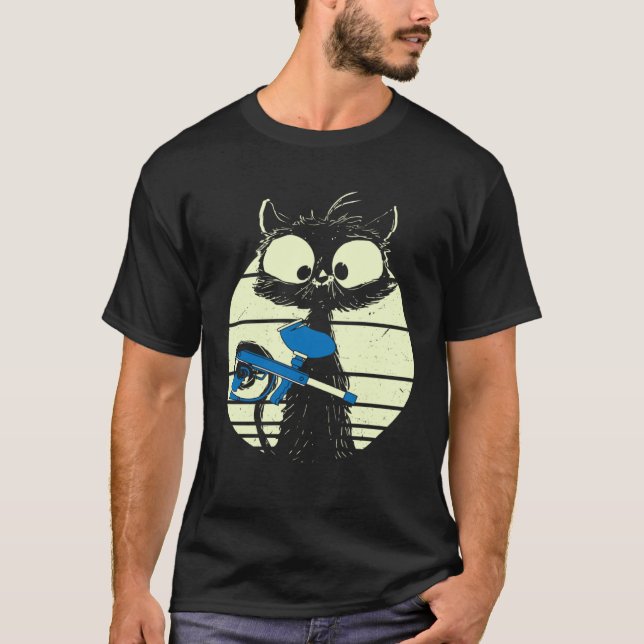 Cat With Paintball Mask Paintball Cat Cute Cat  1 T-Shirt (Front)
