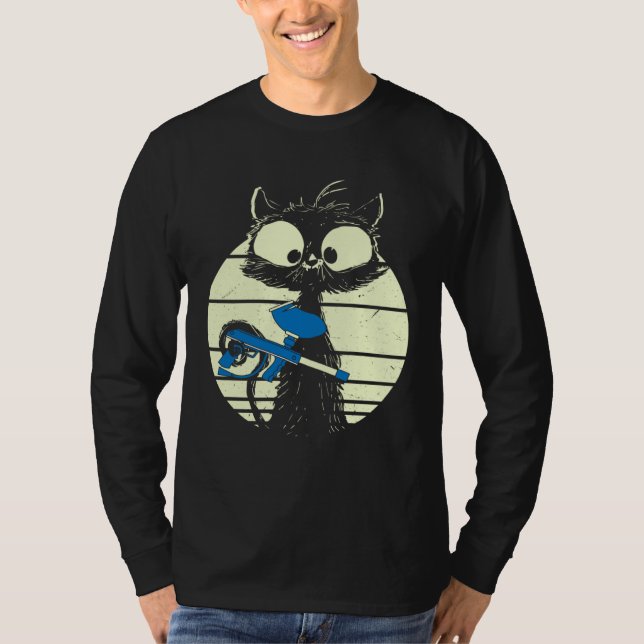 Cat With Paintball Mask Paintball Cat Cute Cat  1 T-Shirt (Front)