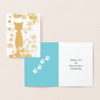 Cat With Paw Prints Foil Card by BiskerVille at Zazzle