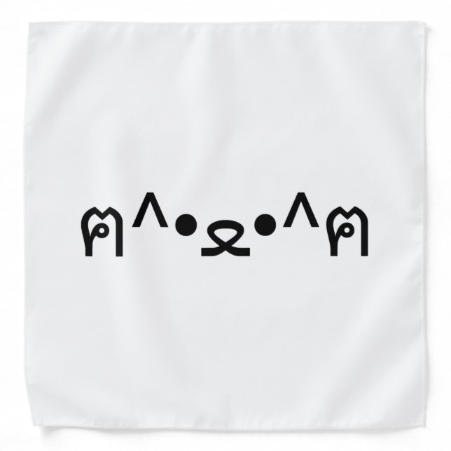 Cat With Paws Emoticon ฅ^•ﻌ•^ฅ Japanese Kaomoji Bandana (Front)