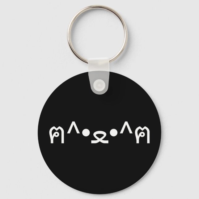 Cat With Paws Emoticon ฅ^•ﻌ•^ฅ Japanese Kaomoji Ke Keychain (Front)