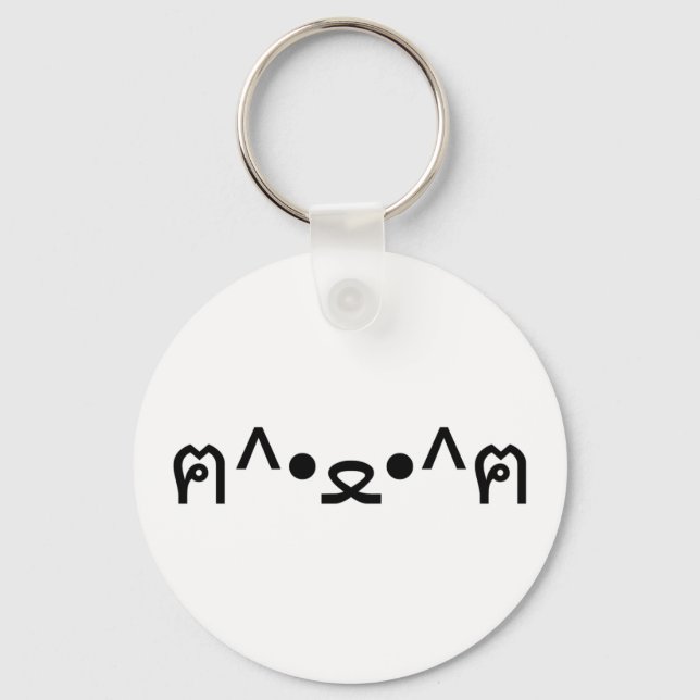 Cat With Paws Emoticon ฅ^•ﻌ•^ฅ Japanese Kaomoji Keychain (Front)