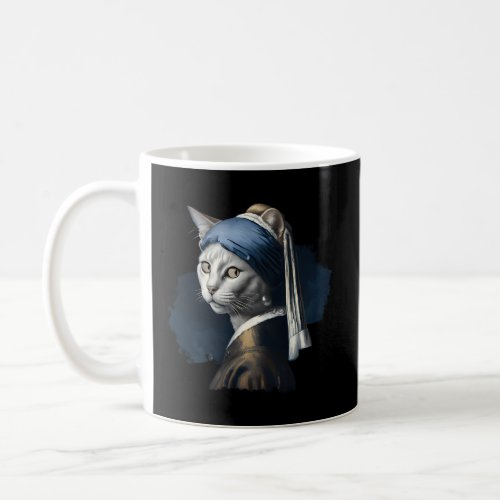Cat With Pearl Earring_ Vermeer Painting_ Coffee Mug