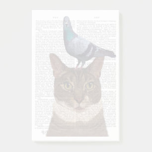 Cat with Pigeon on Head Post-it Notes