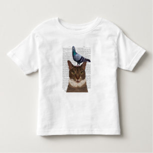 Cat with Pigeon on Head Toddler T-shirt