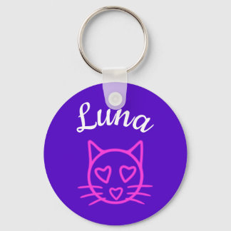 Cat with pink hearts keychain