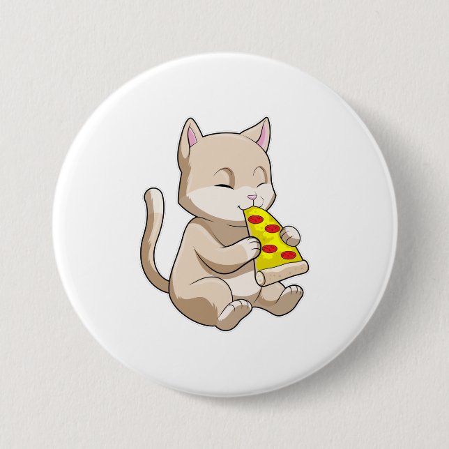 Cat with Pizza Button (Front)