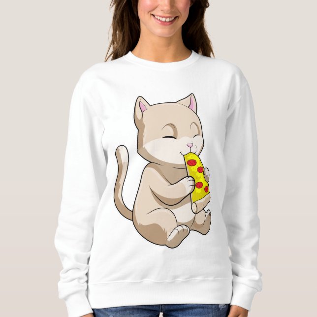 Cat with Pizza Sweatshirt (Front)
