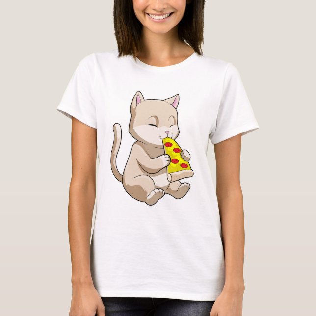 Cat with Pizza T-Shirt (Front)