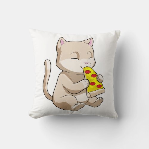 Cat with Pizza Throw Pillow