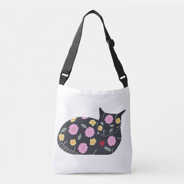 Cat with plants that are safe for cats, tote bags (Front)