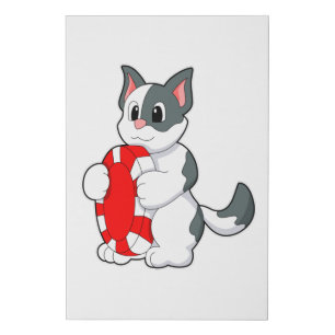 Cat with Poker chip Faux Canvas Print