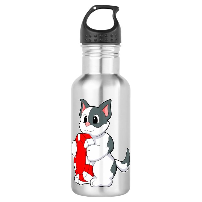 Cat with Poker chip Stainless Steel Water Bottle (Front)