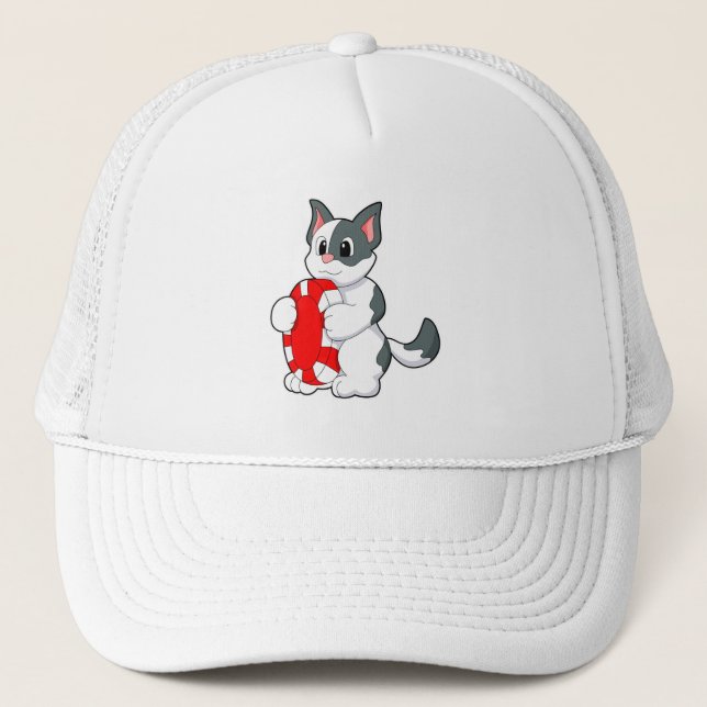 Cat with Poker chip Trucker Hat (Front)