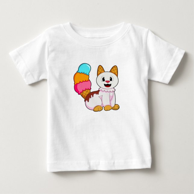 Cat with Popsicle Baby T-Shirt (Front)