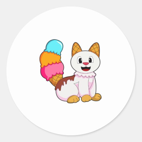 Cat with Popsicle Classic Round Sticker