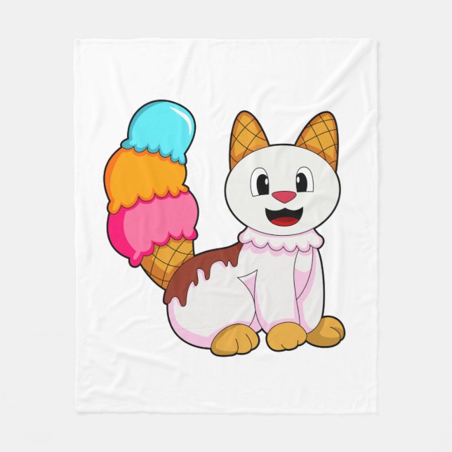 Cat with Popsicle Fleece Blanket (Front)