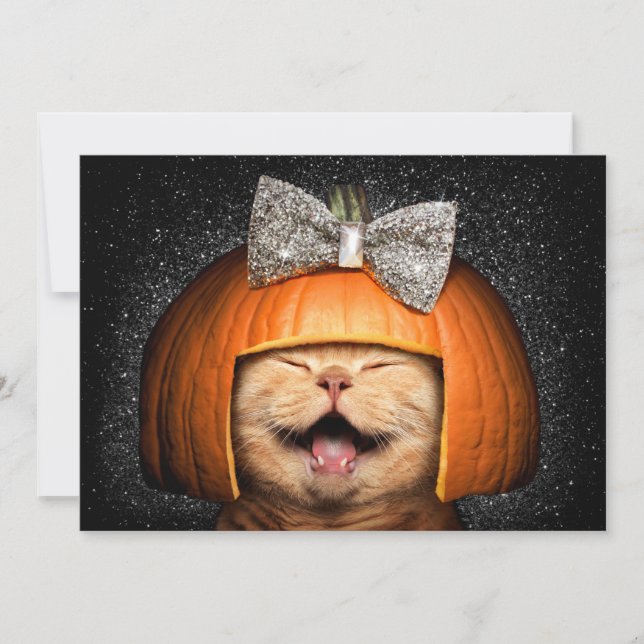 Cat With Pumpkin Hair Invitation (Front)