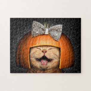 Cat With Pumpkin Hair Jigsaw Puzzle
