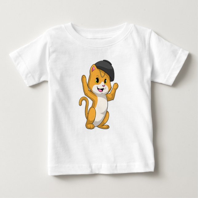 Cat with Ramen Bowl Baby T-Shirt (Front)