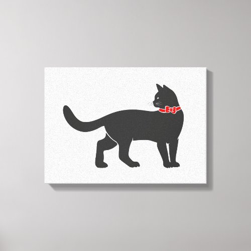 Cat with red red bow tie _ Choose background color Canvas Print