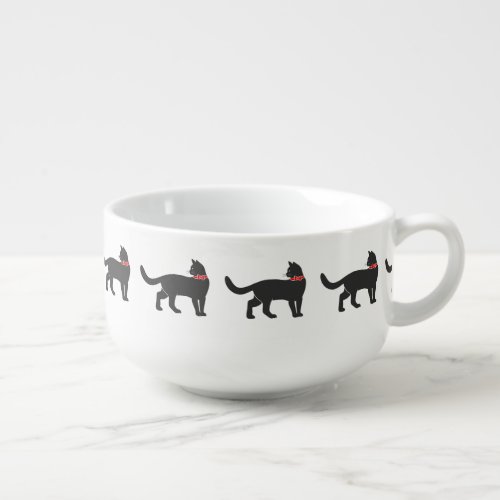 Cat with red red bow tie _ Choose background color Soup Mug
