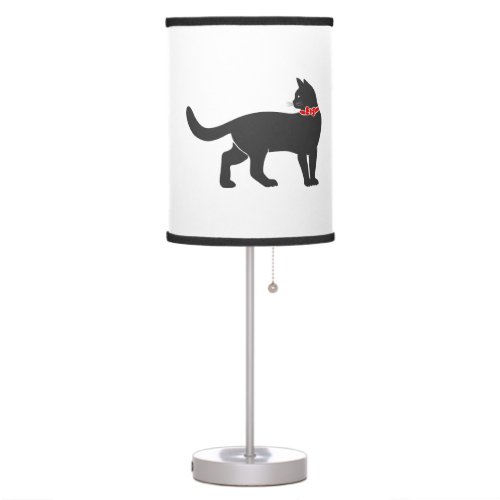 Cat with red red bow tie _ Choose background color Table Lamp
