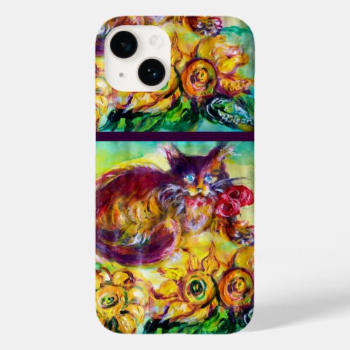 CAT WITH RED RIBBON AND SUNFLOWERS Case_Mate iPhone 14 CASE