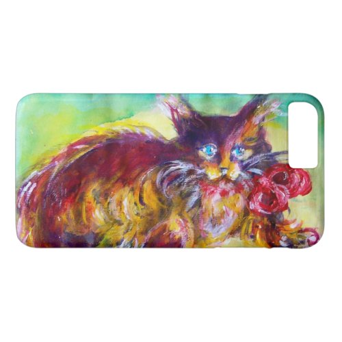 CAT WITH RED RIBBON AND SUNFLOWERS iPhone 8 PLUS7 PLUS CASE