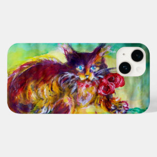 CAT WITH RED RIBBON AND SUNFLOWERS Case-Mate iPhone 14 CASE