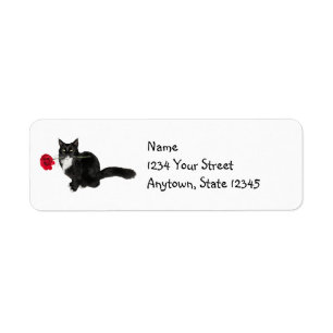 Cat with Red Rose Return Address Labels