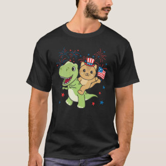 Cat With Rex For The Fourth Of July Fireworks 2 T-Shirt