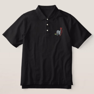 Cat with ribbon embroidered polo shirt