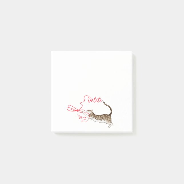 Cat with Ribbon Message Post-It Notes (Front)