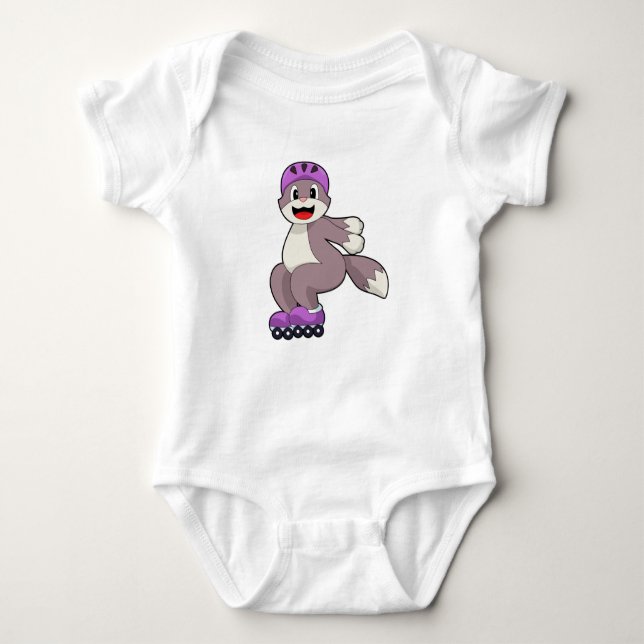 Cat with Roller skates Baby Bodysuit (Front)