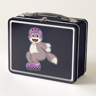 Cat with Roller skates Metal Lunch Box