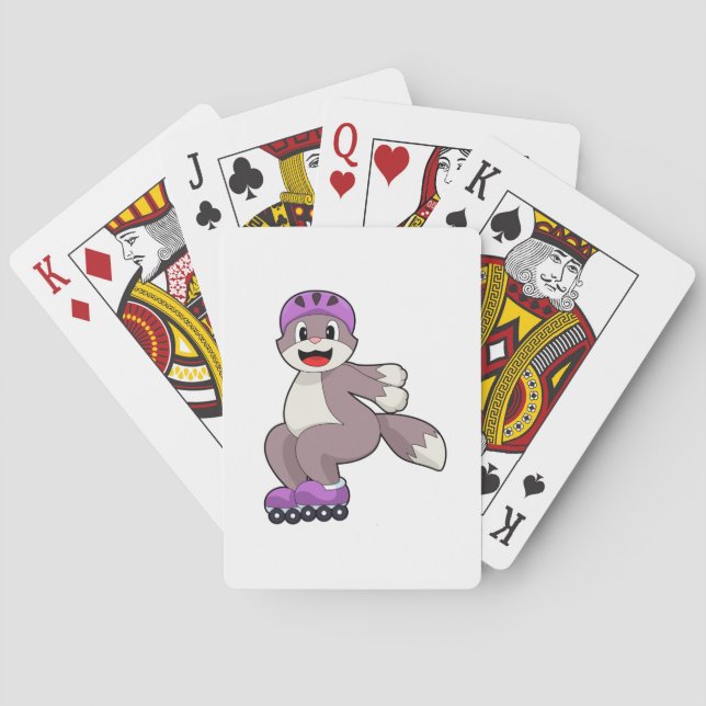 Cat with Roller skates Poker Cards (Back)