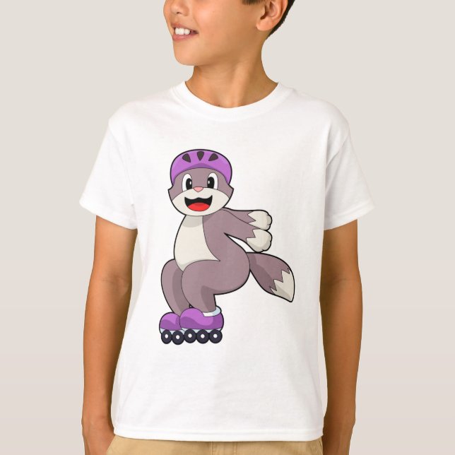 Cat with Roller skates T-Shirt (Front)