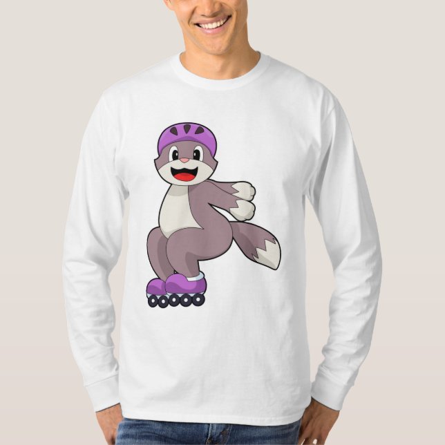 Cat with Roller skates T-Shirt (Front)