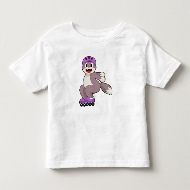Cat with Roller skates Toddler T-shirt (Front)