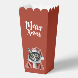 Cat With Santa Claus Outfit - Christmas 1 Favor Boxes